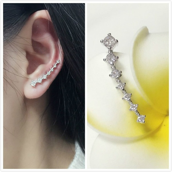 Wholesale seven Rhinestone ear hooks Sterling Silver Jewelry JDC-ES-JianM018 Earrings 简漫 1 1 Wholesale Jewelry JoyasDeChina Joyas De China