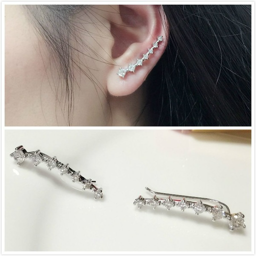 Wholesale seven Rhinestone ear hooks Sterling Silver Jewelry JDC-ES-JianM018 Earrings 简漫 Wholesale Jewelry JoyasDeChina Joyas De China