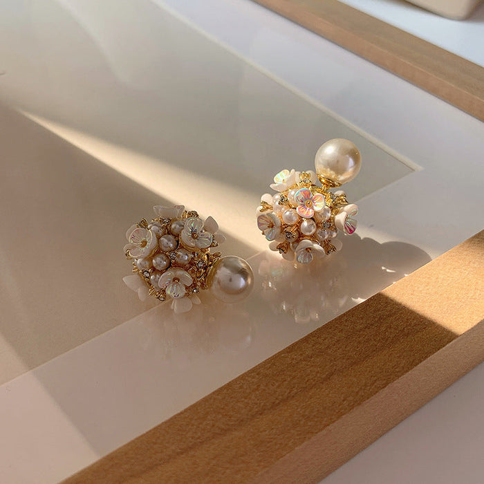 Wholesale shell flower pearl earrings JDC-ES-W353 Earrings JoyasDeChina The main picture Wholesale Jewelry JoyasDeChina Joyas De China