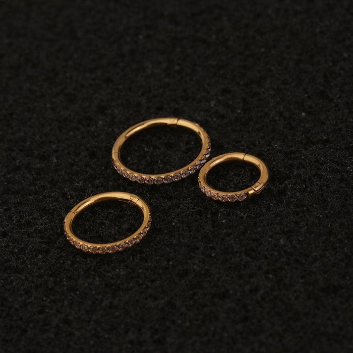 Wholesale side-encrusted zircon stainless steel seamless ring opening piercing stud earrings MOQ≥2 JDC-ES-Henst007 Piercings 亨森 Wholesale Jewelry JoyasDeChina Joyas De China