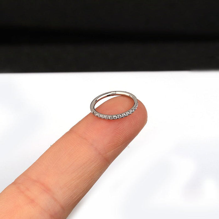 Wholesale side-encrusted zircon stainless steel seamless ring opening piercing stud earrings MOQ≥2 JDC-ES-Henst007 Piercings 亨森 Wholesale Jewelry JoyasDeChina Joyas De China