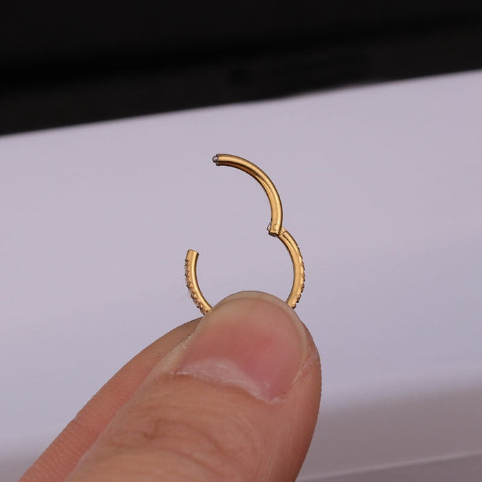 Wholesale side-encrusted zircon stainless steel seamless ring opening piercing stud earrings MOQ≥2 JDC-ES-Henst007 Piercings 亨森 Wholesale Jewelry JoyasDeChina Joyas De China