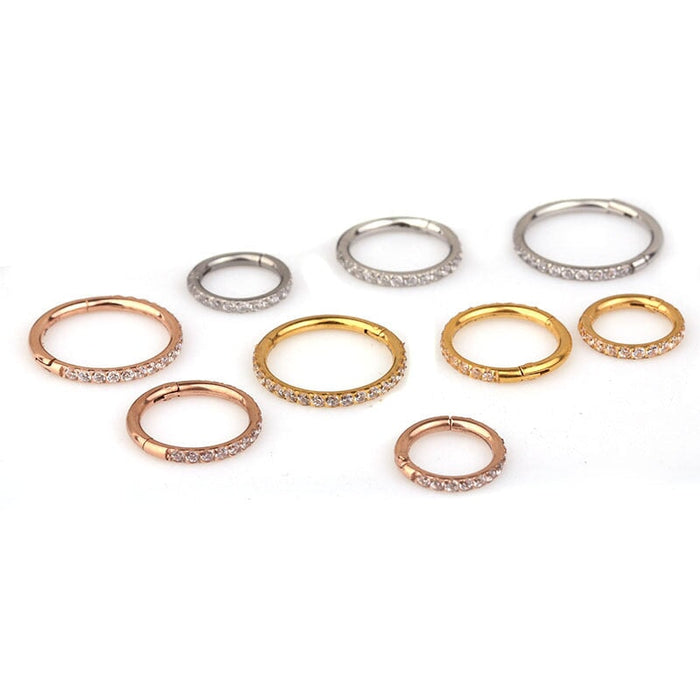 Wholesale side-encrusted zircon stainless steel seamless ring opening piercing stud earrings MOQ≥2 JDC-ES-Henst007 Piercings 亨森 Wholesale Jewelry JoyasDeChina Joyas De China