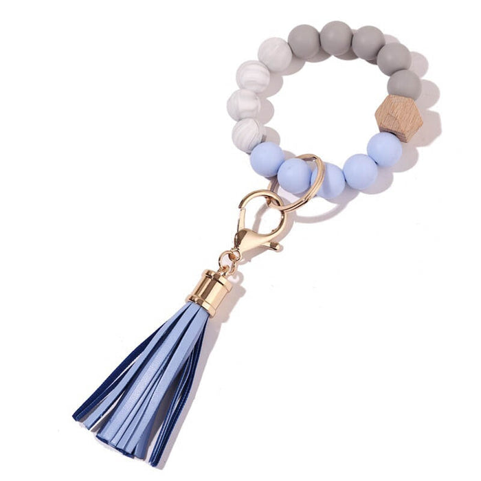 Wholesale Silicone Bead Bracelet Wood Bead Tassel Keychain JDC-KC-JinHan001 Keychains 金涵 #4 Wholesale Jewelry JoyasDeChina Joyas De China