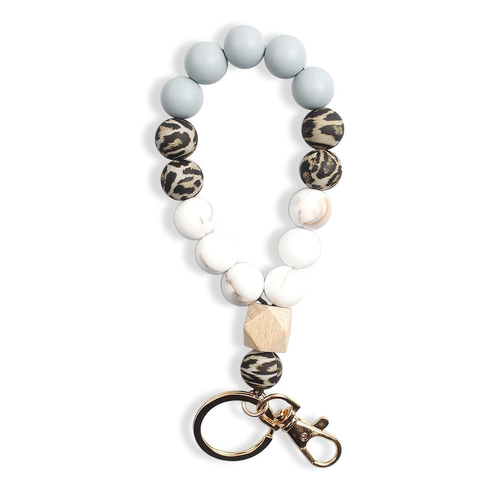 Wholesale Silicone Beaded Wood Bead Keychain Wristlet JDC-KC-ZhiS001 Keychains 智尚 Wholesale Jewelry JoyasDeChina Joyas De China