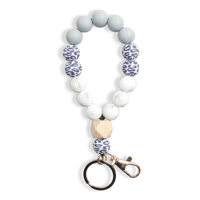 Wholesale Silicone Beaded Wood Bead Keychain Wristlet JDC-KC-ZhiS001 Keychains 智尚 Wholesale Jewelry JoyasDeChina Joyas De China