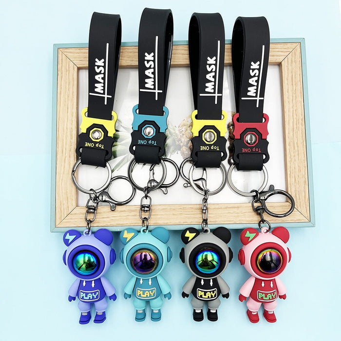 Wholesale Silicone Lightning Mask Bear Keychain (M) JDC-KC-Yonuo003 Keychains 柚诺 random one Wholesale Jewelry JoyasDeChina Joyas De China