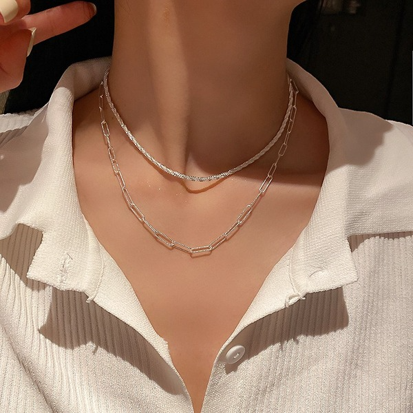 Bulk Jewelry Wholesale silver 925 silver geometric square neck chain JDC-NE-BY044 Wholesale factory from China YIWU China