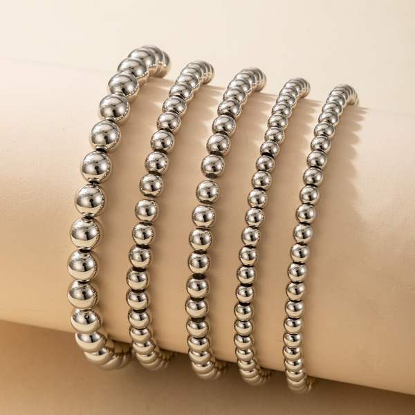 Bulk Jewelry Wholesale silver alloy Bead Silver 5-piece Bracelet JDC-BT-C066 Wholesale factory from China YIWU China