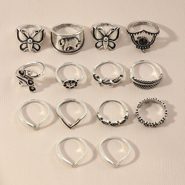 Bulk Jewelry Wholesale silver alloy butterfly elephant love ring JDC-RS-e050 Wholesale factory from China YIWU China