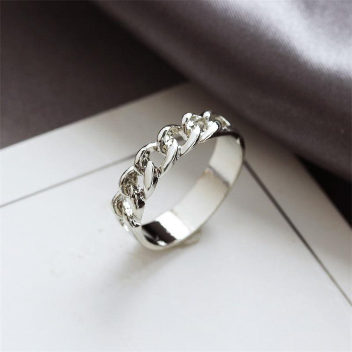 Bulk Jewelry Wholesale silver alloy chain ring JDC-RS-D039 Wholesale factory from China YIWU China