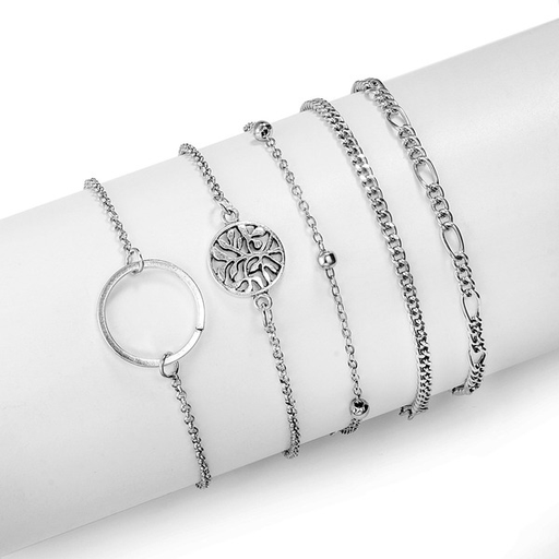 Bulk Jewelry Wholesale silver alloy circle beaded chain bracelet JDC-BT-C107 Wholesale factory from China YIWU China