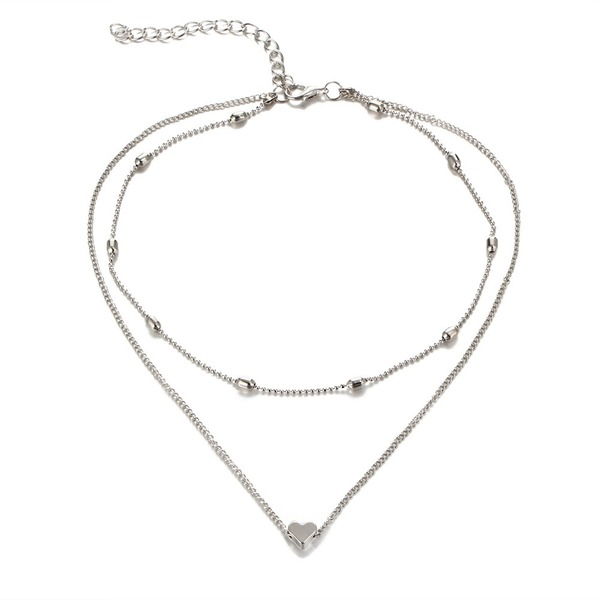 Bulk Jewelry Wholesale silver alloy copper peach heart multi-layer clavicle Necklace JDC-NE-F339 Wholesale factory from China YIWU China