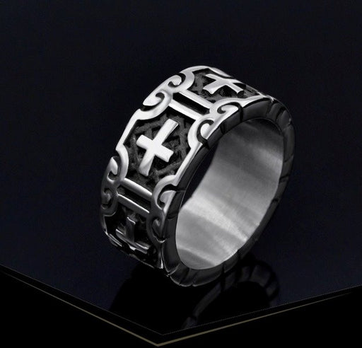 Wholesale silver alloy cross ring JDC-RS-NingL022 Rings 宁蓝 Wholesale Jewelry JoyasDeChina Joyas De China