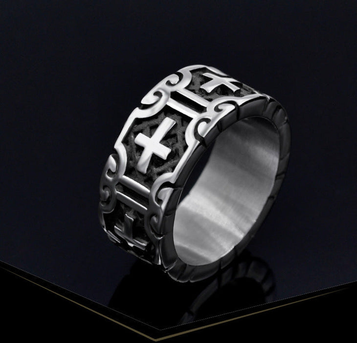 Wholesale silver alloy cross ring JDC-RS-NingL022 Rings 宁蓝 8 Wholesale Jewelry JoyasDeChina Joyas De China