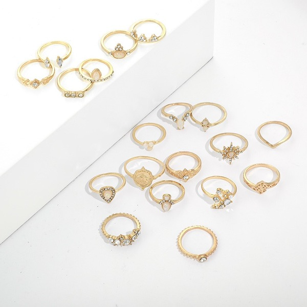 Bulk Jewelry Wholesale silver alloy diamond joint ring 19 sets JDC-RS-C102 Wholesale factory from China YIWU China