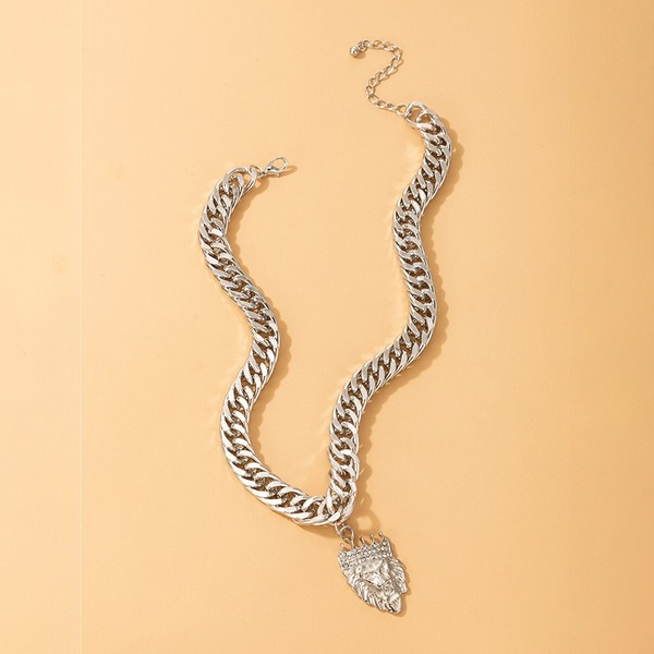 Bulk Jewelry Wholesale silver alloy diamond lion thick chain necklace JDC-NE-C076 Wholesale factory from China YIWU China