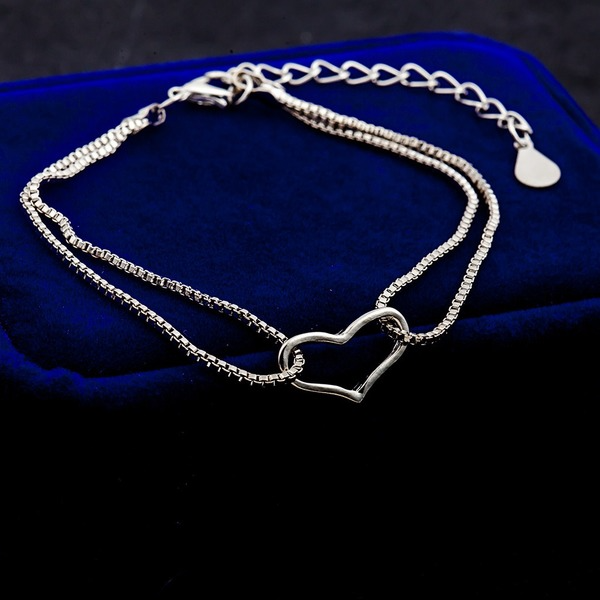 Bulk Jewelry Wholesale silver alloy double-layer love fine bracelet JDC-BT-D472 Wholesale factory from China YIWU China