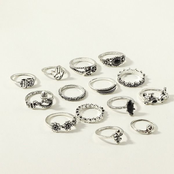 Bulk Jewelry Wholesale silver alloy elephant leaf joint ring JDC-RS-e021 Wholesale factory from China YIWU China