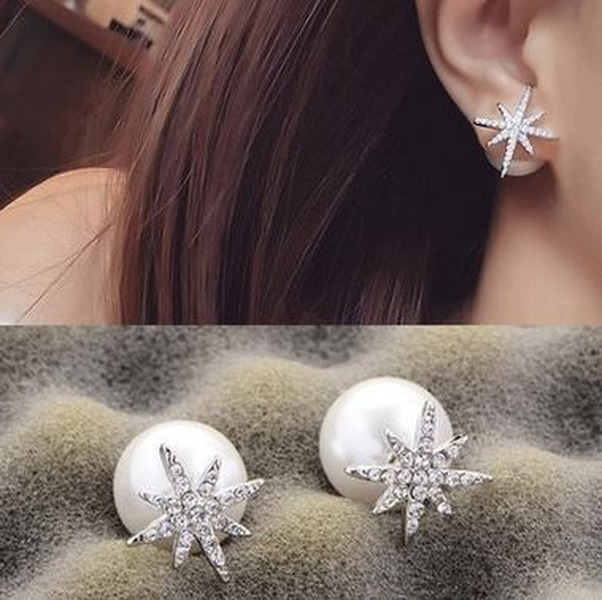 Bulk Jewelry Wholesale silver alloy-encrusted diamond-word pearl earrings JDC-ES-RL066 Wholesale factory from China YIWU China