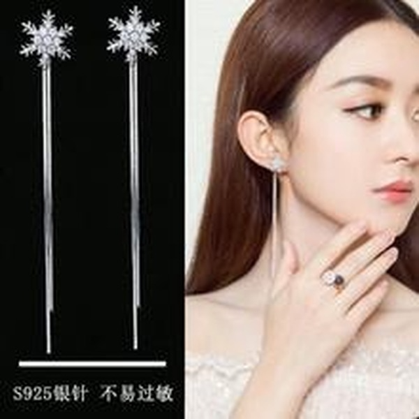 Bulk Jewelry Wholesale silver alloy five-pointed star full of drill tassel studs JDC-ES-RL139 Wholesale factory from China YIWU China