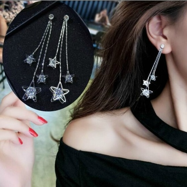 Bulk Jewelry Wholesale silver alloy five-pointed zircon earrings JDC-ES-RL143 Wholesale factory from China YIWU China