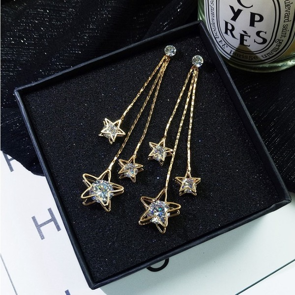 Bulk Jewelry Wholesale silver alloy five-pointed zircon earrings JDC-ES-RL143 Wholesale factory from China YIWU China