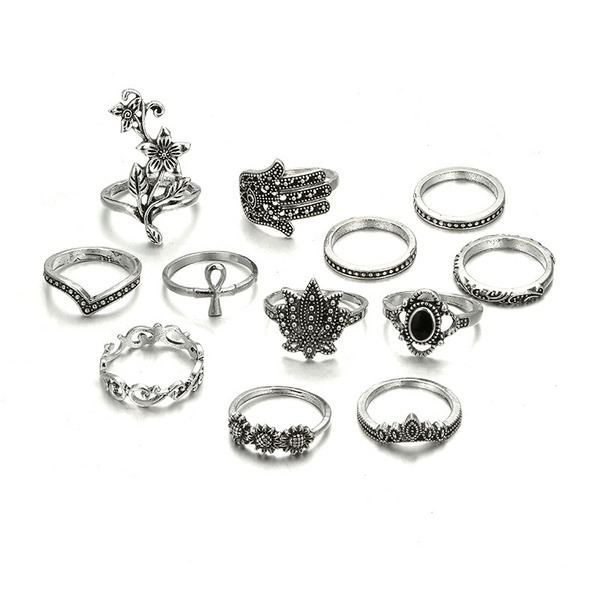 Bulk Jewelry Wholesale silver alloy flower elephant diamond-encrusted gem ring JDC-RS-C084 Wholesale factory from China YIWU China