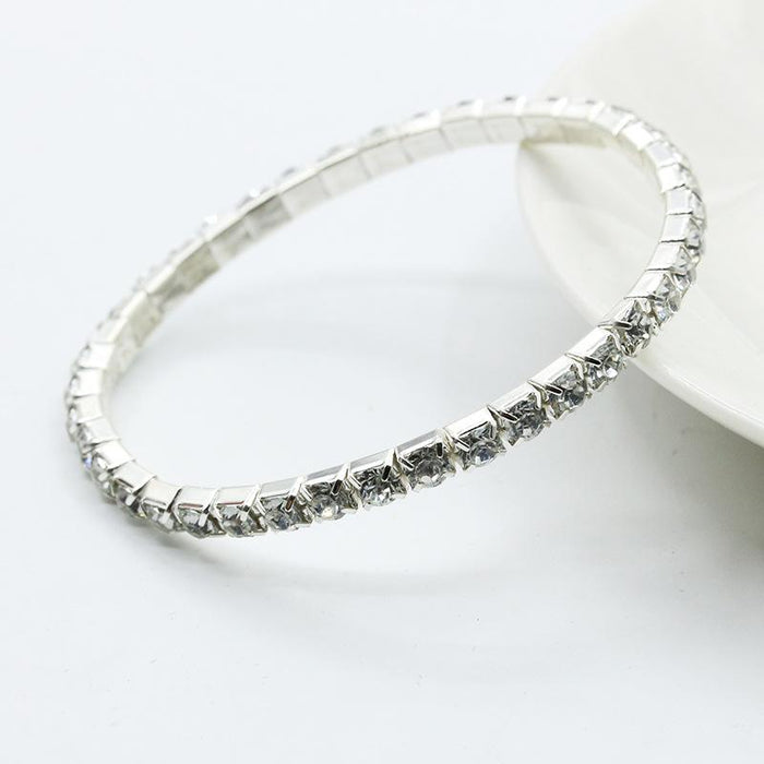Bulk Jewelry Wholesale silver alloy full drill single row Elastic Bracelet JDC-BT-D474 Wholesale factory from China YIWU China