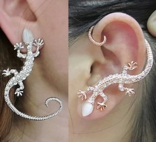 Bulk Jewelry Wholesale silver alloy gecko lizard earrings JDC-ES-RL034 Wholesale factory from China YIWU China