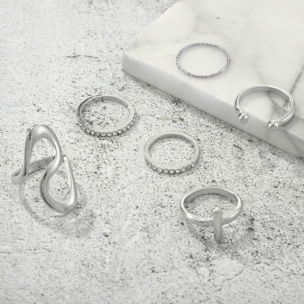 Bulk Jewelry Wholesale silver alloy geometric cross ring 6 six-piece set JDC-RS-C201 Wholesale factory from China YIWU China