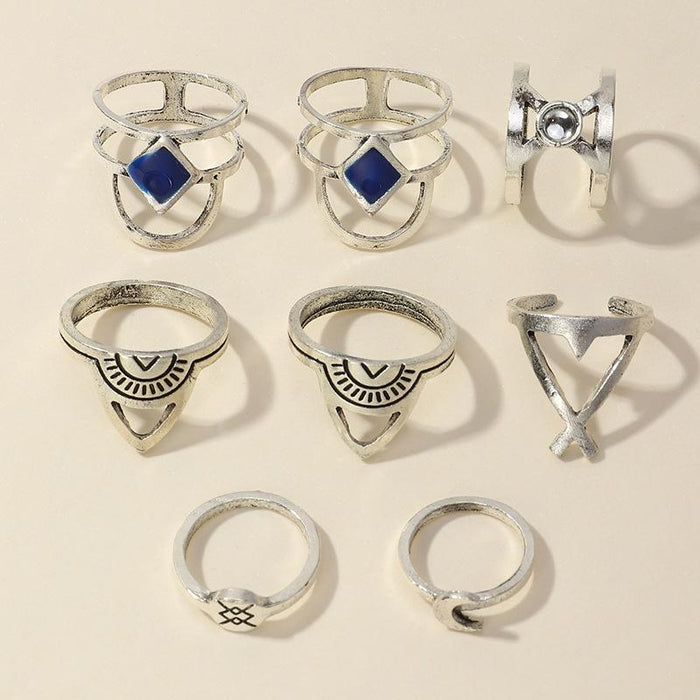 Bulk Jewelry Wholesale silver alloy geometric diamond moon ring JDC-RS-e100 Wholesale factory from China YIWU China