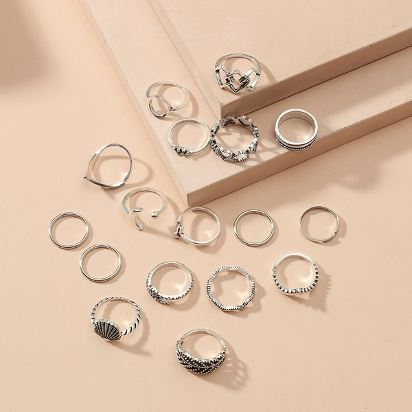 Bulk Jewelry Wholesale silver alloy hollow 17-piece ring JDC-RS-GSKQ016 Wholesale factory from China YIWU China