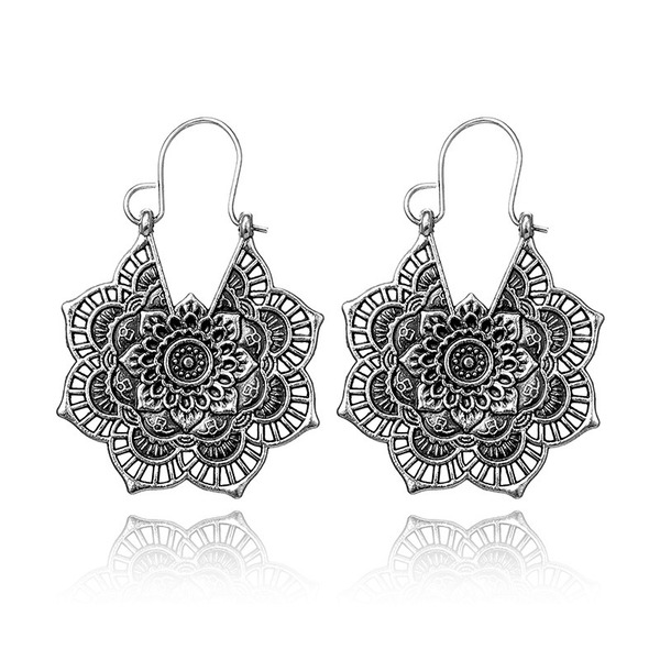 Bulk Jewelry Wholesale silver alloy hollow flower earrings JDC-ES-C048 Wholesale factory from China YIWU China
