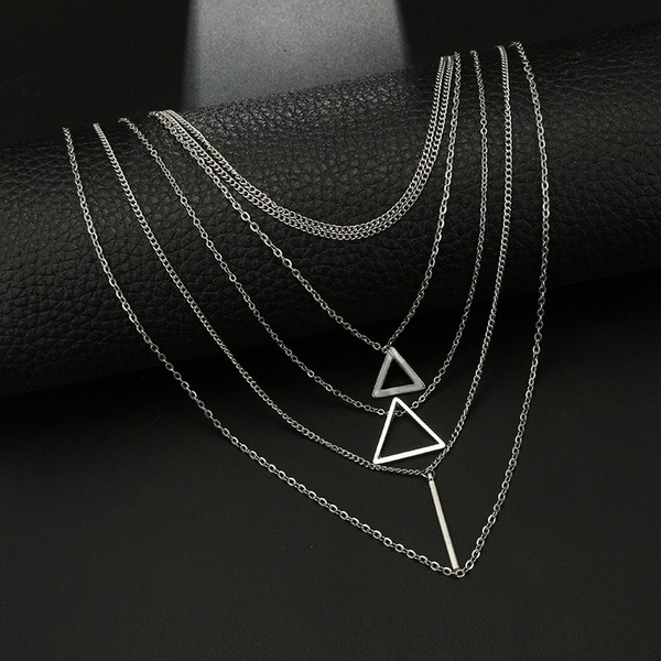 Bulk Jewelry Wholesale silver alloy hollow triangle multilayer neckchain JDC-NE-C043 Wholesale factory from China YIWU China