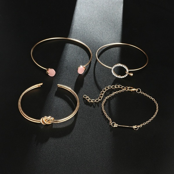 Bulk Jewelry Wholesale silver alloy knotted ring diamond-encrusted bracelet four-piece set JDC-BT-C032 Wholesale factory from China YIWU China