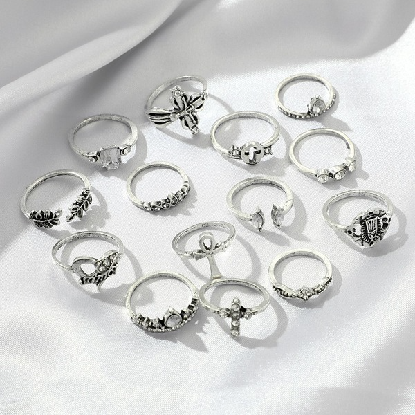 Bulk Jewelry Wholesale silver alloy leaf love ring JDC-RS-C065 Wholesale factory from China YIWU China
