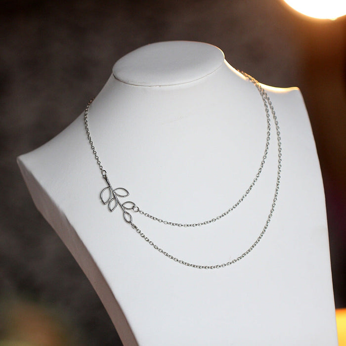 Wholesale silver alloy leaf necklace JDC-NE-F602 Necklaces 韩之尚 C08-01-27 Wholesale Jewelry JoyasDeChina Joyas De China
