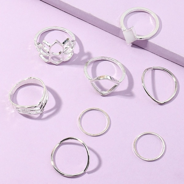 Bulk Jewelry Wholesale Silver Alloy Lotus Geometry Ring JDC-RS-e092 Wholesale factory from China YIWU China