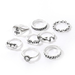 Bulk Jewelry Wholesale silver alloy lotus snake ring 8 sets JDC-RS-C155 Wholesale factory from China YIWU China