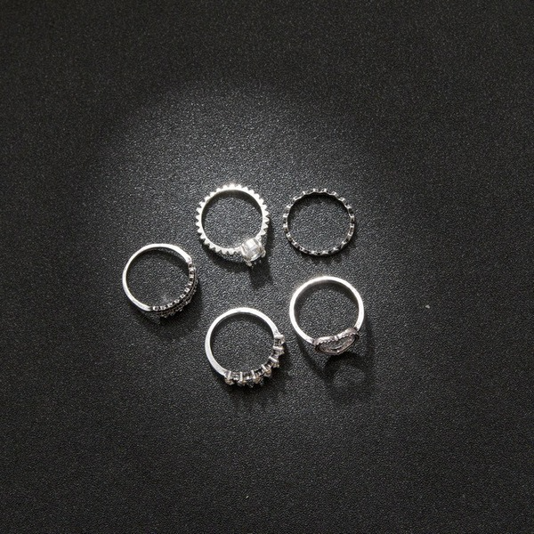 Bulk Jewelry Wholesale silver alloy love flower set diamond ring 6 piece set JDC-RS-RL025 Wholesale factory from China YIWU China