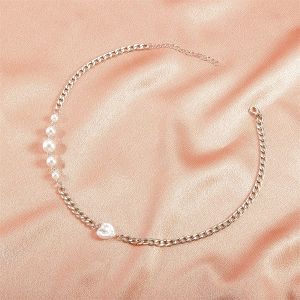 Bulk Jewelry Wholesale silver alloy love pearl stitching necklace JDC-NE-D670 Wholesale factory from China YIWU China