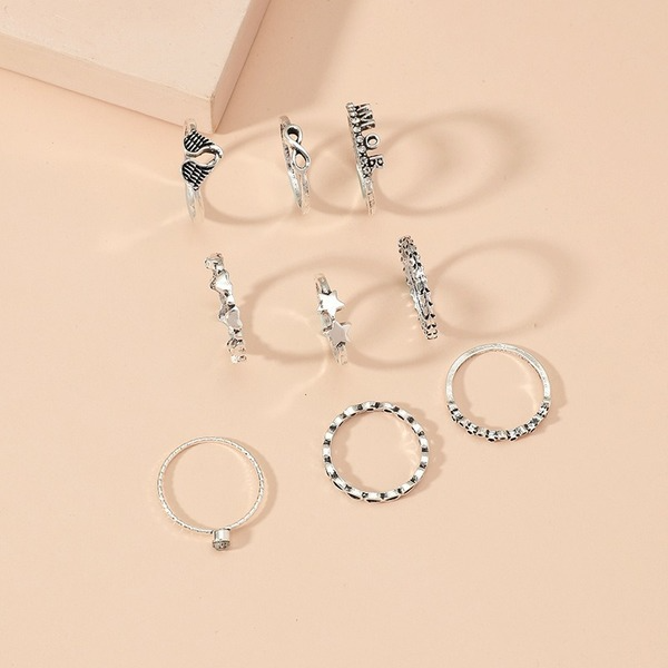 Bulk Jewelry Wholesale silver alloy love star 8-word wings 9-piece ring set  JDC-RS-GSKQ015 Wholesale factory from China YIWU China