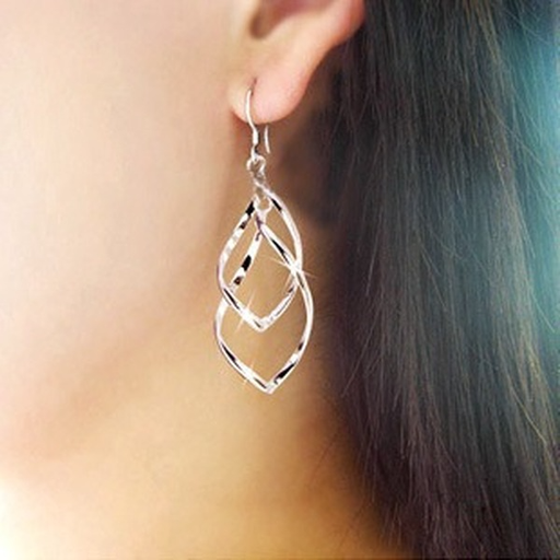 Bulk Jewelry Wholesale silver alloy love water drop rings connected twisted earrings JDC-ES-RL007 Wholesale factory from China YIWU China