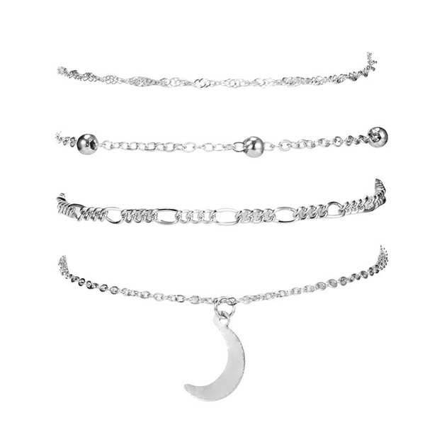 Bulk Jewelry Wholesale silver alloy moon bead chain winding foot chain JDC-AS-C102 Wholesale factory from China YIWU China