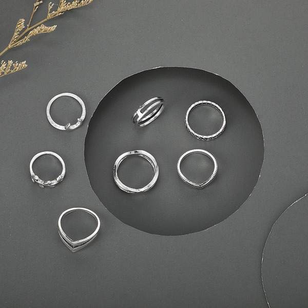 Bulk Jewelry Wholesale silver alloy moon leaf ring set of 7 JDC-RS-C200 Wholesale factory from China YIWU China