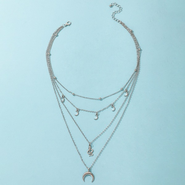 Bulk Jewelry Wholesale silver alloy moon snake pendant multilayer necklace JDC-NE-C070 Wholesale factory from China YIWU China
