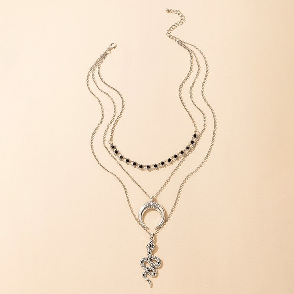 Bulk Jewelry Wholesale silver alloy moon snake-shaped three-layer necklace JDC-NE-C094 Wholesale factory from China YIWU China