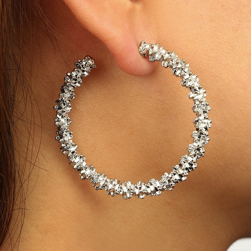 Bulk Jewelry Wholesale silver alloy multi-prick personality circle large earrings JDC-ES-C081 Wholesale factory from China YIWU China