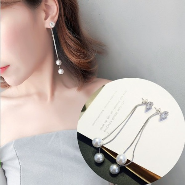 Bulk Jewelry Wholesale silver alloy pearl chain stud JDC-ES-RL188 Wholesale factory from China YIWU China